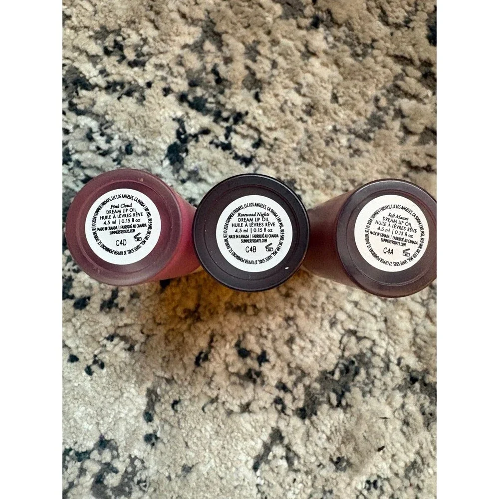 Summer Fridays Lip Oil Bundle (3) New No Box, Pink Cloud, Rosewood Nights, Mauve